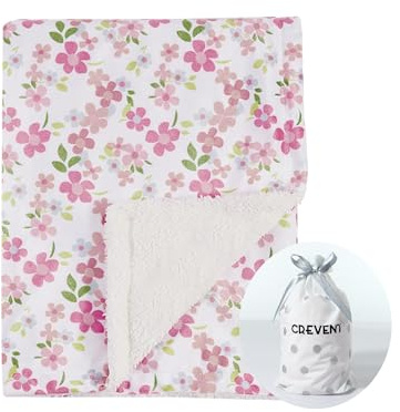 CREVENT 75cmX100cm Cute Cozy Fluffy Warm Baby Blanket for Girls Boys Infants Toddlers' Bedding/Crib/Cot/Stroller, Baby Shower Birthday Newborn's Gift - Wildflower