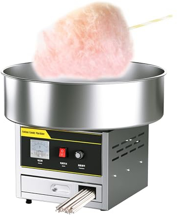 ZYJIX Máquina Comercial De Algodón De Azúcar, Máquina Profesional De Algodón De Azúcar De 1200 W, Máquina Eléctrica De Algodón De Azúcar para Fiesta De Cumpleaños, Plata
