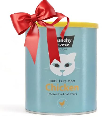 Crunchy Freeze Snack für Katzen - gefriergetrocknetes Katzenfutter ohne Zucker - Katzensnack für Zahnpflege und Gesundheit (Huhn, 140 g)