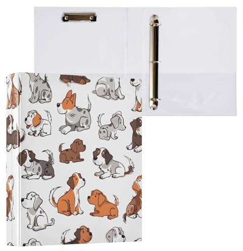 Comical Dogs Ringordner mit 3 Ringen, mit Klemmbrett, Aktenordner für Büro, Schule, mit Tasche