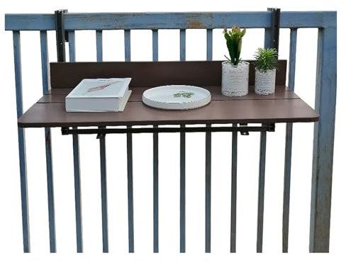 Klappbar Balkonhängetisch, Balkontisch Zum Einhängen, Balkongeländer Tisch, Geländertisch, Balkontisch Hängend, Höhenverstellbar Hängetisch Für Balkongeländer, Beistelltisch Balkon Hängetisch(37x120cm
