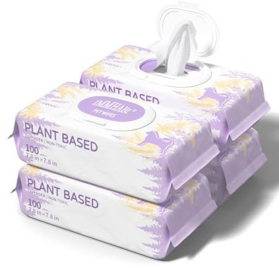 IMMHABI 400 PCS Pet Wipes for Paws and Butt Hypoallergenic Pets Cleansing & Deodorizing Anal Gland Hygienic Puppy Wipes for Dogs Face and Body Wipes Cleaning Fur Doggie Wipes Doggy Wipes (Lavender)
