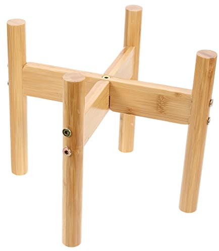 TOYANDONA Bamboo Single Dog Bowl Stand Raised Cat Food Bowl Holder Pet Feeder Support Rack for Dogs and Cats Pet Supply Dog Bowl Stand Without Bowls