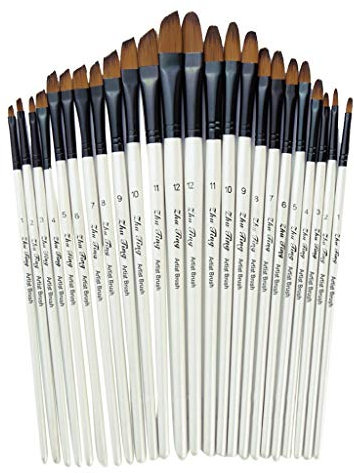 Malen Sie 12 Künstler-Ölgemälde mit Flacher Spitze, Acryl-Kit, Pinsel, Aquarell, Büro- und Schreibwaren Zeichnen Set Für Anfänger (White, One Size)