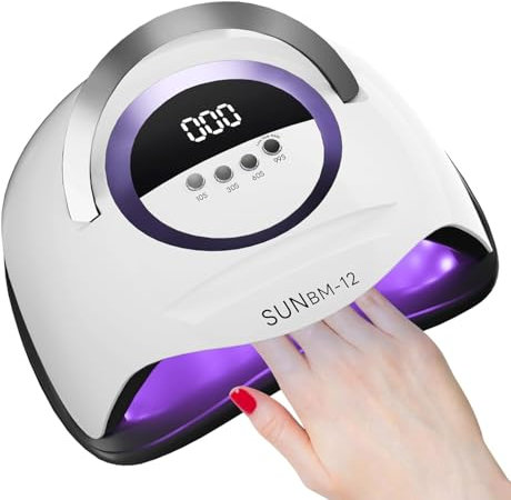 aichilra Lampe UV LED pour ongles en gel, 300 W, 72 LED, avec prise de charge améliorée et 4 minuteries, écran LCD, capteur infrarouge, base amovible, poignée pour salon et maison