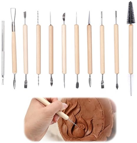 Set de Herramientas de Modelado para Arcilla y Cerámica (11 Piezas) para Escultura y Tallado, para Artistas, Principiantes y Expertos en Cerámica Polimérica y Otros Materiales