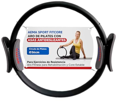 Aema Sport FitCore Aro de Pilates con Asas Antideslizantes para Tonificar Musculatura - Círculo de Pilates Ø36cm para Ejercicios de Resistencia - Aro Fitness para Rehabilitación y Core Estable