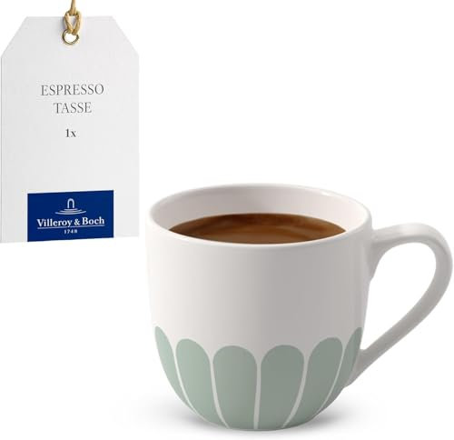 Villeroy & Boch - Fleur vert tazzina da espresso verde, lavabile in lavastoviglie, utilizzabile in microonde, tazza piccola espresso, stoviglie con motivo floreale, Porcellana Premium