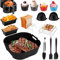 Silicone Mould Hot Air Fryer for Philips HD9270/90, 19 Pieces Airfryer Silicone Mould Set for Philips 5000 Series HD9285/90 with Cooking Grate Cake Bread Mould Silicone Mould Insert Air Fryer