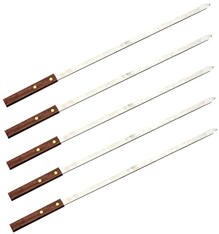 TOYANDONA 5piezas Brochetas De Acero Inoxidable Unidades Reutilizables Mango De Madera Para Barbacoa Cocción Uniforme