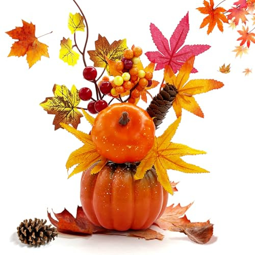 HeDaKang Herbstdeko Kürbis Deko Tischdeko - Herbst Oktoberfest Halloween Aesthetic Deko Wohnzimmer Schlafzimmer Kunstpflanze Weihnachtsdeko Innen und Draußen Künstliche Pflanzen Gemüse Geschenke