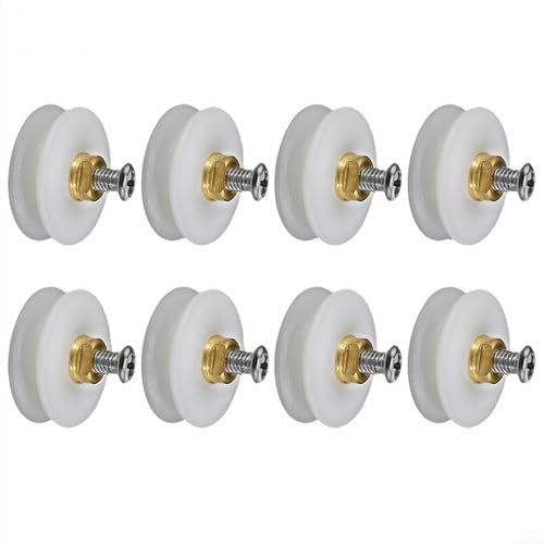 48pcs Nylon Brass Shower Door Rollers with Ball Bearings, Replacement for 3 6mm Glass Door, 22mm Diameter Grooved Wheels Offering Consistent Sliding Performance (8pcs)