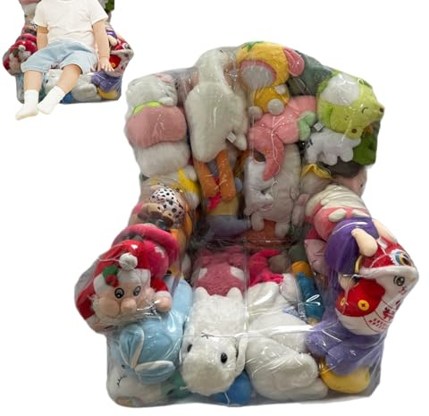 Bean Bag Stuffed Animal Storages Waterproof, PVC Clear Cartoon S-tuffed Animal Storage Bean Bag Cover Sofa With Zipper Stuffable For St-uffed Animals Storage For Organizing Kids Rooms Bedroom Couch
