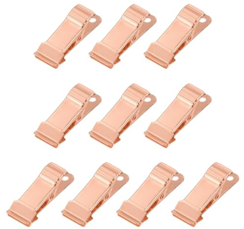 sourcing map 10pcs Metal Alligator Clamps 1.3 x 0.5 Mini Spring Clamp Hanging Crocodile Clips with Smooth Jaw for Work Photo Clothes Crafts, Champagne