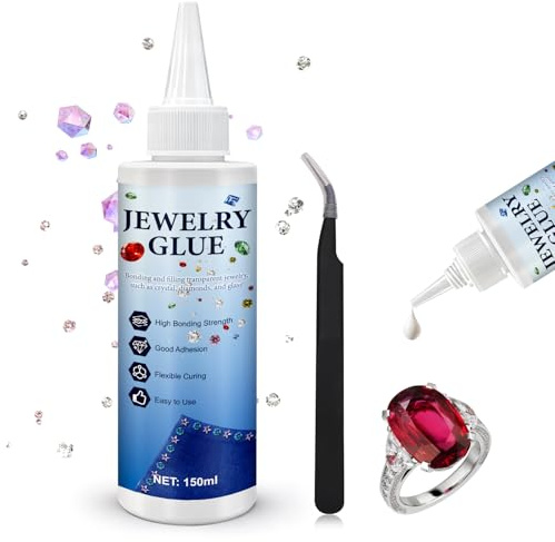 NoxGule Pegamento para Piedras de Joyería, Pegamento Textil, Pegamento Strass Textil Transparente Adhesión Precisa, Perlas, Bisuteria, Brillantes en Ropa, Zapatos y Manualidades, 150ml