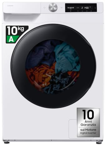 Samsung Lavasciuga AI Control F-WT106U94BE3M Libera Installazione, 10/6 Kg, Wifi, Cassetto Ecodosatore, AI Energy Mode, AcquaSave, Vapore, Carica Frontale, 60l x 85h x 59p cm