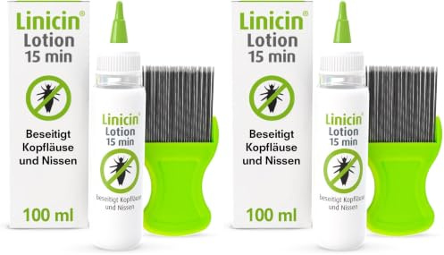 Linicin Lotion mit Läusekamm (100 ml) - Läusemittel zur Behandlung von Kopfläusen, inkl. Läusekamm | Schonend für die Kopfhaut (Packung mit 2)
