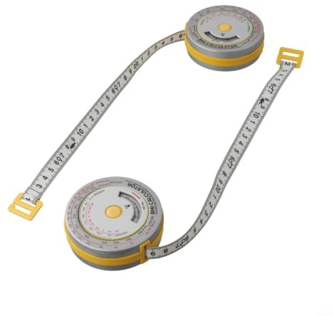 BMI Maßband Einziehbar 150cm Körperfett Rechner(yellow)