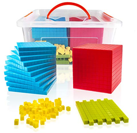 Doloowee Cadre de Valeur de Position avec Blocs de Base,Kit d’Introduction à la Base 10, Apprendre Les Unités, Les Dizaines et Les Centaines, Âges 5 6 7+
