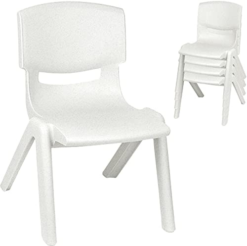 alles-meine.de GmbH 4 Stück - Kinderstühle/Stühle Farbe wählbar weiß - meliert - Plastik - bis 100 kg belastbar/kippsicher - für INNEN & AUßEN - 0-99 Jahre - stapelbar ..
