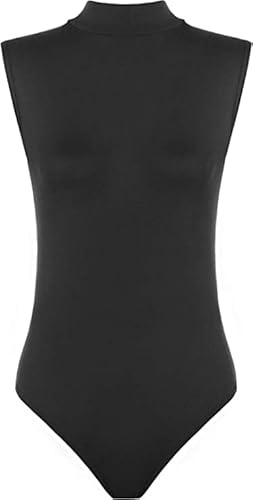 R&N FASHIONS - Women Sleeveless Turtle Neck Bodysuit Leotard – Comfortable Fit – Performance Wear - Dance Class Essential – Ballet, Gymnastics, Dance, Clubbing (Black, 12-14)