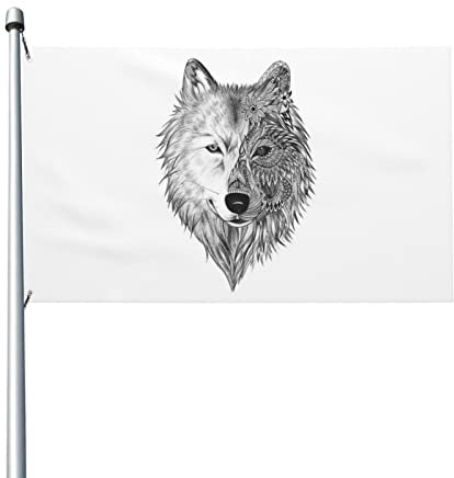 Leichte Flagge, doppelseitig, grauer Wolfsflagge, 90 x 150 cm, mit Metallösen, Gartendekoration