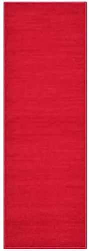 SrS Rugs® Luna Collection, Modern Long Carpet Runner Rug for Entrance Hall and Stairs. Smooth Soft 8mm Depth Pile. 70cm Wide (Plain Red, Length: 3' (91cm))