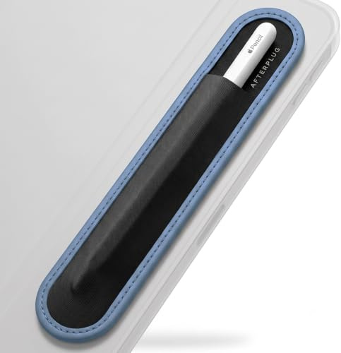 Afterplug Stylus-Halter für Apple Pencil 1./2., USB-C, Pro & Slim Stylus – Reißfeste Elastikhülle, Mikrofaser-Basis, 3M-Kleber für iPad- & Tablet-Hüllen, Schieferblau