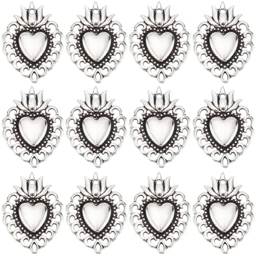 SUNNYCLUE 1 scatola 60 pezzi Ciondolo Cuore Sacro Ciondolo A Forma di Cuore Stile Tibetano Argento Antico San Valentinos Amore Lega Ciondoli Ciondolo per Creazione di Gioielli Ciondolo Collana Cinco D