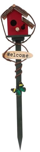 KONTONTY Bird House Stake Decorative Design for Outdoor Gardens Unique Nest Villa Butterfly Colors for Garden for Housewarming and Mother Day