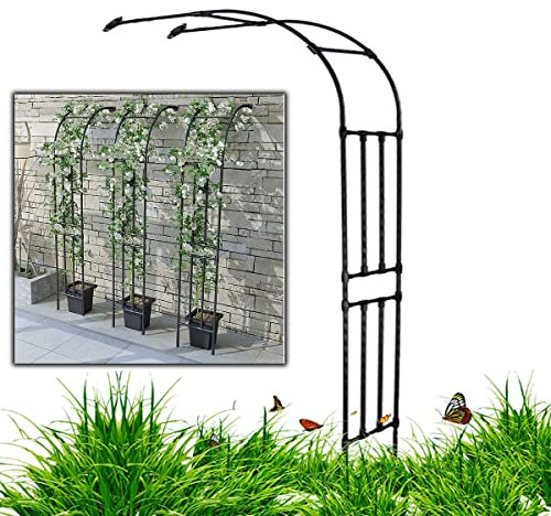 Demi-arche en métal noir pour jardin, arche, pergola, fixation murale et facile à assembler, idéal pour les entrées de portail, dimensions : 150 x 240 cm (l x H)