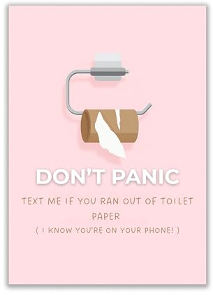 WBdesignz Lustiges WC-Poster – „Don’t Panic“ mit leerer Klopapierrolle – Humorvolle Wanddeko für Gäste-WC, Toilette oder Badezimmer (DIN A4) – ohne Rahmen