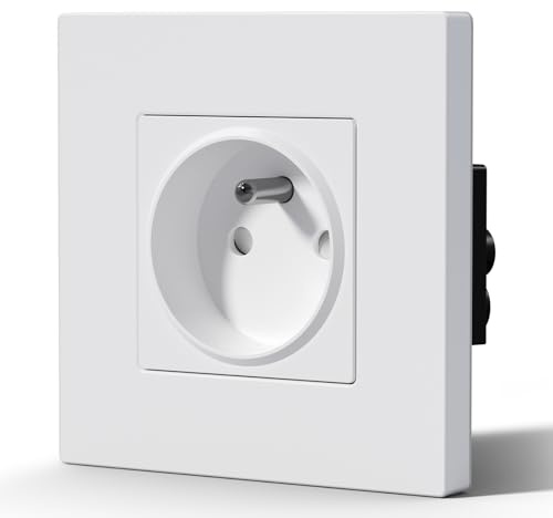 BSEED Prise Electrique, Prise Murale avec Panneau En Plastique, Alternatif Norme Française 16 Amp 240V 86mm Blanc
