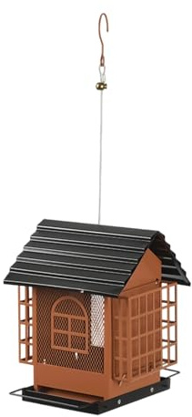 para pájaros al Aire Libre | Distribuidor de Comida de Metal en Forma de casa,Alimentador Colgante | para Patio Trasero jardín césped, balcón observación de Aves Porche terraza Parque