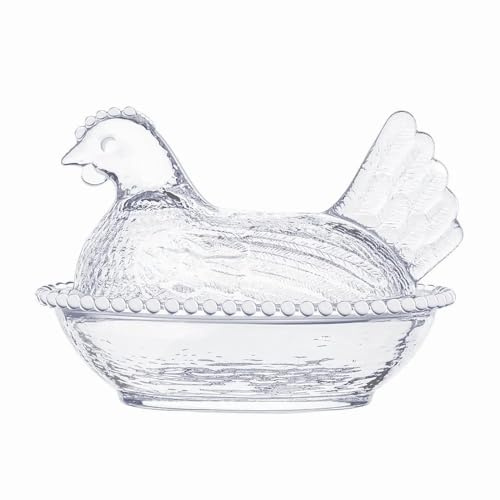 AzaliaDesign Glasdose in Huhnform – Dekorative Glasdose für Ostern | Bonboniere mit Deckel | Vorratsbehälter | Easter Decoration