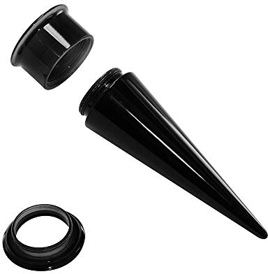 Treuheld® | 8mm Tunnel + Dehnstab 2 in 1 Set | Schwarz | Acryl/Kunststoff | Dehner für Flesh Tunnel + Ohr Plugs | Dehnungsstab zum Ohrloch Dehnen