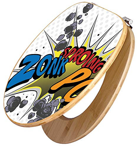 banjado Design WC Sitz Bambus 45x37,5cm / Toilettendeckel Holz/hochwertiger Toilettensitz/Bambus-Toilettendeckel für alle gängigen Toiletten - Comic