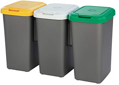 Tontarelli Set 3 PAPELERAS DE Reciclaje, Papel, Gris, 25 l