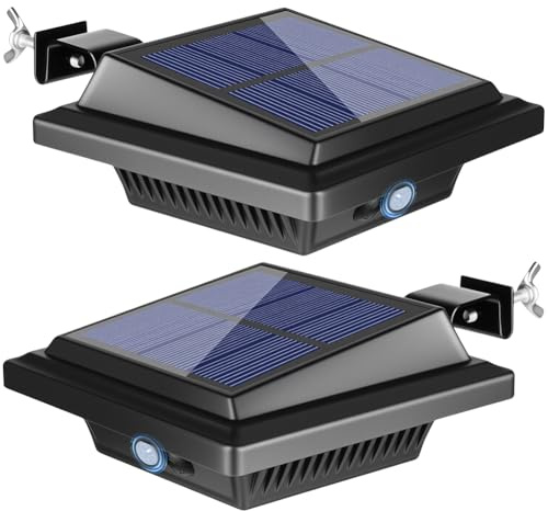 BILLION DUO Dachrinne Solarleuchte mit Bewegungsmelder 40 LEDs | Solarlampen für Außen | Schwarz Gartenbeleuchtung Kaltweißes Solarlicht, 3W PIR Sicherheitswandleuchte Außenlampe für Garage, Patio