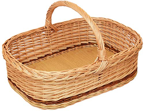 YULKA Korbtablett mit Henkel – Serviertablett Weide Handarbeit KWD