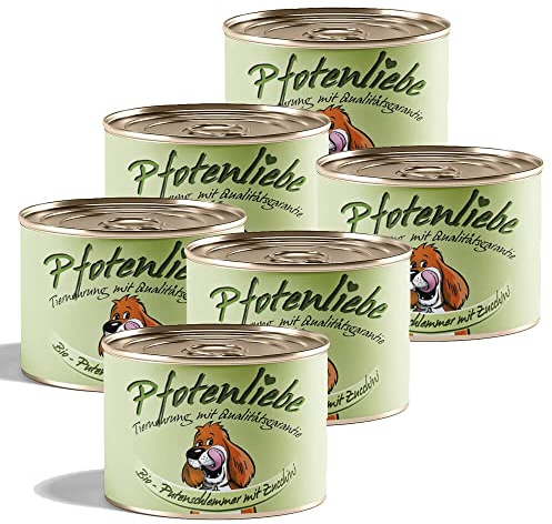 Pfotenliebe Bio Hundefutter Nassfutter mit Qualitätsgarantie, Bio-Putenschlemmer mit Zucchini, Natürlich ohne Chemie, Machen Sie Ihren Hund glücklich!, 6x200g