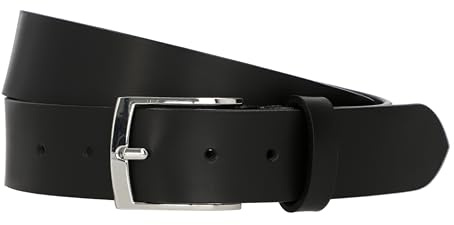 Gusti Echt Leder Gürtel - Kaj Ledergürtel mit silbernen Schnalle Belt Businessgürtel Arbeitsgürtel Schlicht Damen Herren Schwarz 105cm