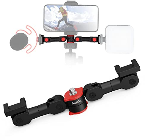 Dual Cold Shoe Mount by SmallRig, Extension Bar Universal Cold Shoe Adapter with 1/4 Thread Holes, for Microphone,Led Video Light, Audio Recorder Monitors-3483B