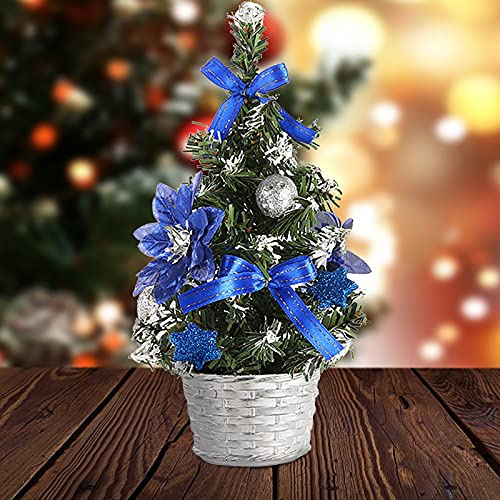 Glücksvogel Mini Weihnachtsbaum Künstlicher, 20CM Klein Weihnachtsbaum Christbaum Weihnachtsdeko Winter Schnee Tisch-Weihnachtsbaum DIY Handwerk für Beste Weihnachtszeit, Advent (Blau, 20CM)