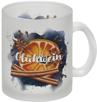Glühweintasse mit Glühweinzutaten Glas Tasse Glühwein Tasse für die Glühweinzeit mit leckerem Motiv von Glühweingewürzen Weihnachtsmarkt Sternanis Zimt Nelken Glas Tasse Du