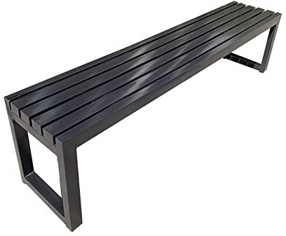 ZMYJTO Gartenbank Parkbank Terrasse Gartenbank Korrosionsfester Massivholzstuhl mit Metallgestell Wetterfeste Terrassenbank 2-3 Sitzer for Außen Rasen Hof Veranda Seeufer (Farbe : Ohne Rückenlehne-