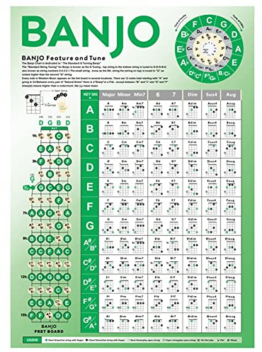 FPT Banjo Chord Chart Cheat Sheet für Beginner, Banjo Practice Chords Scale Chart, Learning Aid für Banjo