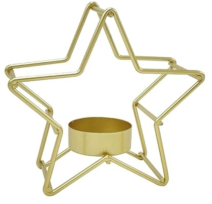 Kerzenhalterhalter Weihnachtsstern-Halter, schmiedeeiserner Kerzenständer, Kunsthandwerk, Ornament for Zuhause, Hochzeit, Geburtstag, Party, Desktop-Dekoration, Geschenk Kandelaber ( Color : Gold )
