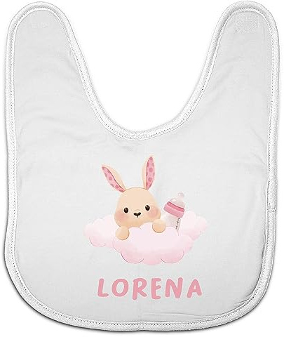 LolaPix Bavoirs pour nouveau-nés. Bavoirs personnalisés avec nom. Bavettes originales. Bavoirs avec fermeture velcro. Cadeaux personnalisés. Cadeau original. Bébé lapin nuage