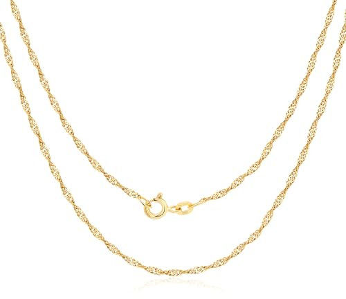 Sinez Damen Goldkette Halskette Kette Echtgold Gelbgold Gold 585 14k (45, Breite 1,4 mm)